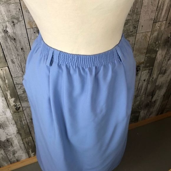 Women' vintage blazer jacket, skirt and geometric shirt suit light blue Medium - Picture 8 of 10